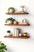 Handcrafted Floating Wall Shelf Set — 3 Shelves, Solid Wood